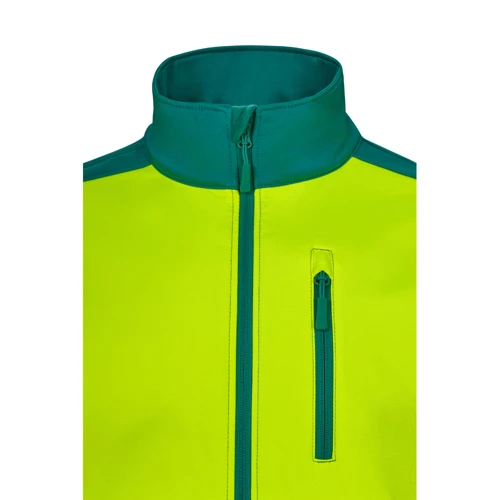VL HESTIA. Kéttónusú soft shell dzseki (280g/m²), poliészterből (96%) és elasztánból (4%) Kék Sárga 