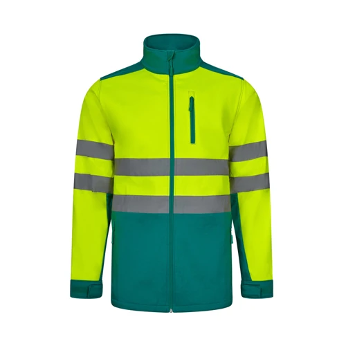 VL HESTIA LARGE. Kéttónusú soft shell kabát (280g/m²), gyapjú béléssel és TPU membránnal, poliészterből (96%) és elasztánból (4%) Kék Sárga 