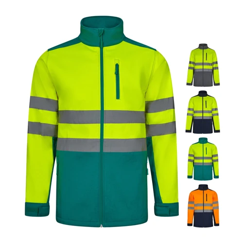 VL HESTIA LARGE. Kéttónusú soft shell kabát (280g/m²), gyapjú béléssel és TPU membránnal, poliészterből (96%) és elasztánból (4%) Kék Sárga 