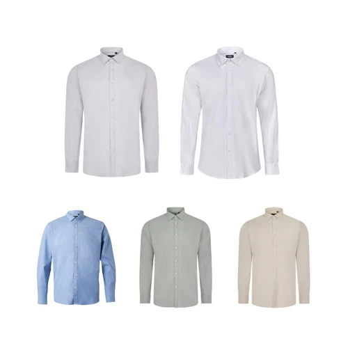 VL PRITHVI MAN. Férfi Oxford ing (180 g/m²) pamutból (50%), poliészterből (45%) és elasztánból (5%)