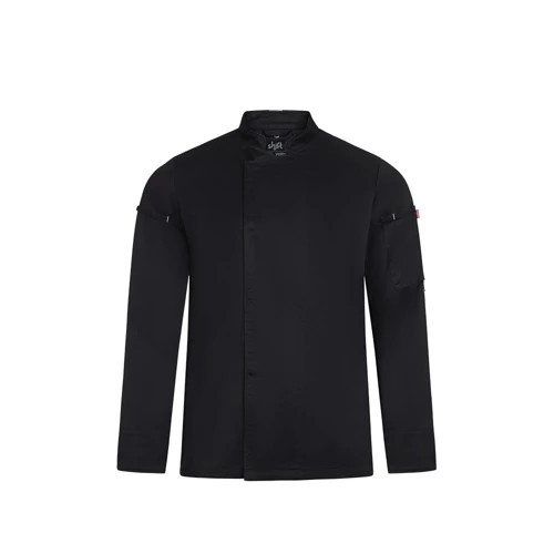 VL AGNI. Unisex konyhai kabát (190 g/m²) pamutból (35%) és újrahasznosított poliészterből (65%) Fekete 