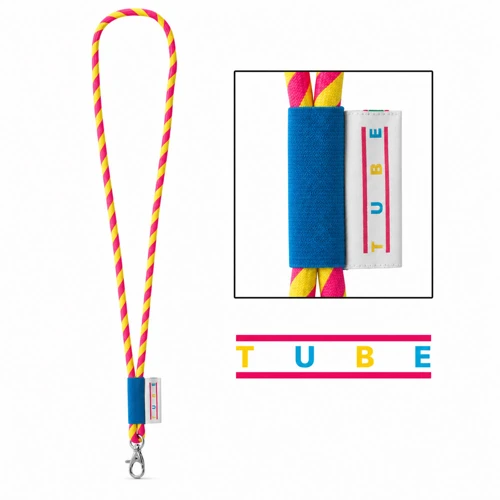 Nyomtatott minta Lanyard TUBE Long (Ø 7 mm) Hexakróm sárga Hexakróm rózsaszín 
