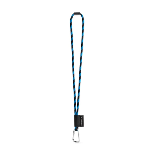 75089. SET Lanyard TUBE Long (Ø 7 mm) 55 mm-es D-alakú karabinerrel és Ø 7 mm-es biztonsági csattal Fekete Királykék 