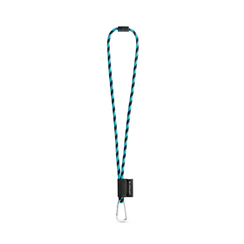 75089. SET Lanyard TUBE Long (Ø 7 mm) 55 mm-es D-alakú karabinerrel és Ø 7 mm-es biztonsági csattal 353 - Fekete Világoskék 