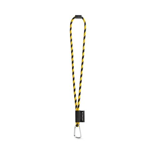 75089. SET Lanyard TUBE Long (Ø 7 mm) 55 mm-es D-alakú karabinerrel és Ø 7 mm-es biztonsági csattal Fekete Sárga 