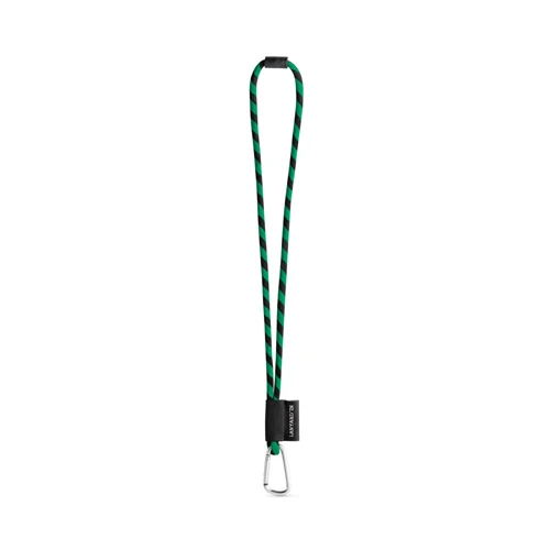 75089. SET Lanyard TUBE Long (Ø 7 mm) 55 mm-es D-alakú karabinerrel és Ø 7 mm-es biztonsági csattal Fekete Zöld 