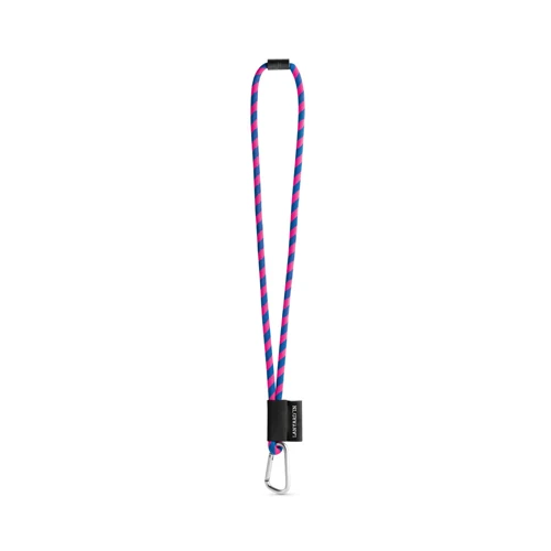 75089. SET Lanyard TUBE Long (Ø 7 mm) 55 mm-es D-alakú karabinerrel és Ø 7 mm-es biztonsági csattal Hexakróm rózsaszín Királykék 