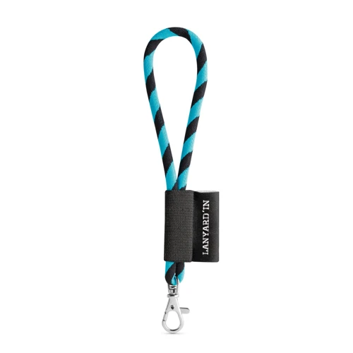 75090. SET Lanyard TUBE Short (Ø 7 mm) 9 mm-es karabinerrel 353 - Fekete Világoskék 