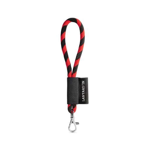 75090. SET Lanyard TUBE Short (Ø 7 mm) 9 mm-es karabinerrel Fekete Piros 