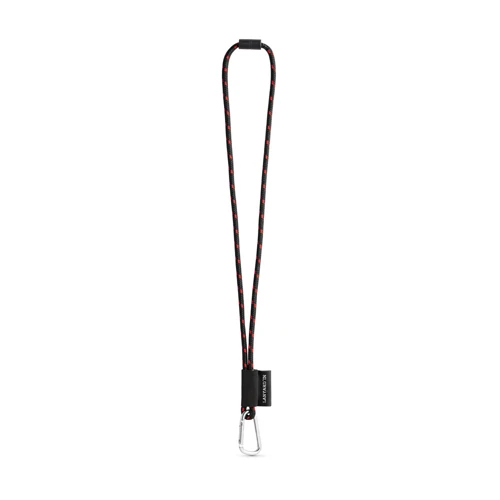 75091. SET Lanyard NAUTIC Long (Ø 7 mm) 55 mm-es D-alakú karabinerrel és Ø 7 mm-es biztonsági csattal Fekete Piros 