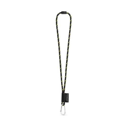 75091. SET Lanyard NAUTIC Long (Ø 7 mm) 55 mm-es D-alakú karabinerrel és Ø 7 mm-es biztonsági csattal Fekete Sárga 