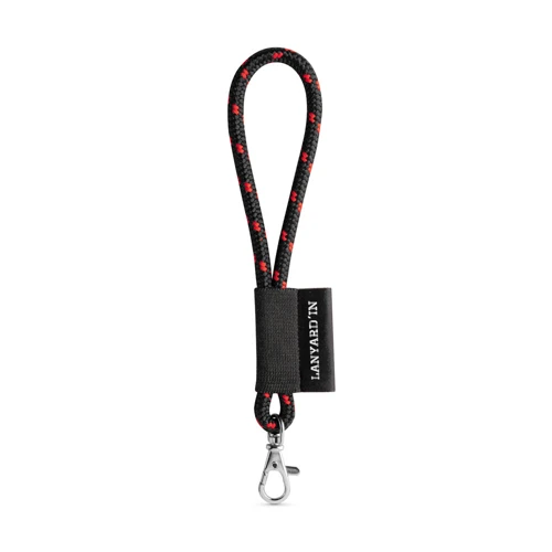 75092. SET Lanyard NAUTIC Short (Ø 7 mm) nyakpánt 9 mm-es karabinerrel Fekete Piros 
