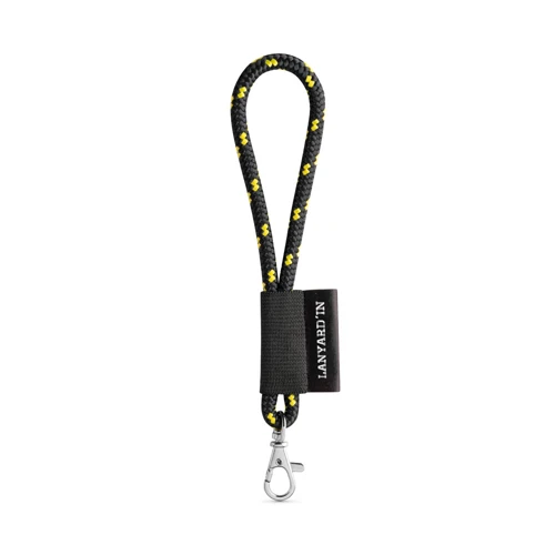 75092. SET Lanyard NAUTIC Short (Ø 7 mm) nyakpánt 9 mm-es karabinerrel Fekete Sárga 