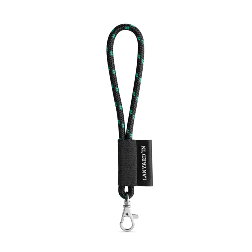 75092. SET Lanyard NAUTIC Short (Ø 7 mm) nyakpánt 9 mm-es karabinerrel Fekete Zöld 