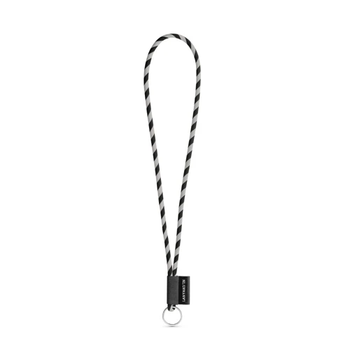 75093. SET Lanyard TUBE Long (Ø 7 mm) Gyűrűvel Ø 32 mm Fekete Szürke 