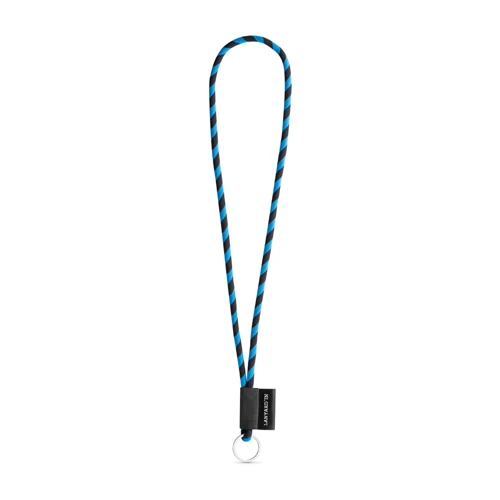 75093. SET Lanyard TUBE Long (Ø 7 mm) Gyűrűvel Ø 32 mm Fekete Királykék 