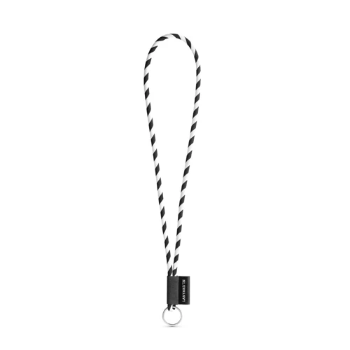 75093. SET Lanyard TUBE Long (Ø 7 mm) Gyűrűvel Ø 32 mm Fekete-fehér 