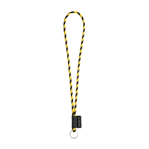 75093. SET Lanyard TUBE Long (Ø 7 mm) Gyűrűvel Ø 32 mm Fekete Sárga 