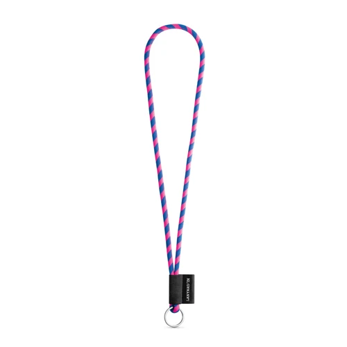 75093. SET Lanyard TUBE Long (Ø 7 mm) Gyűrűvel Ø 32 mm Hexakróm rózsaszín Királykék 