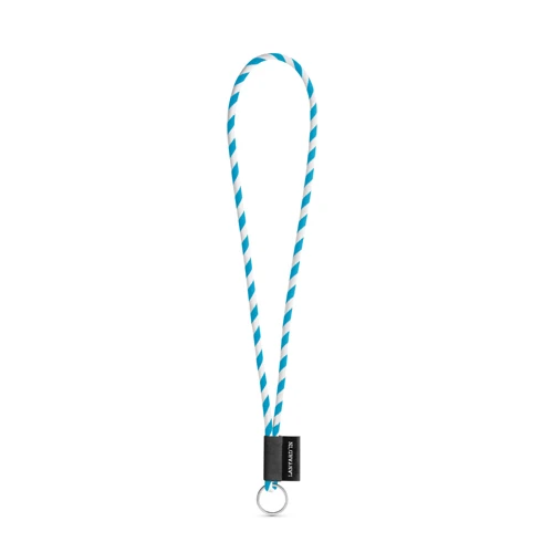 75093. SET Lanyard TUBE Long (Ø 7 mm) Gyűrűvel Ø 32 mm Fehér Világoskék 