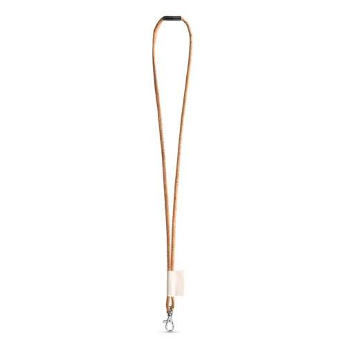 75096. SET Lanyard CORK Long (Ø 5 mm) 9 mm-es karabínerrel és Ø 5 mm-es biztonsági csattal Natúr 