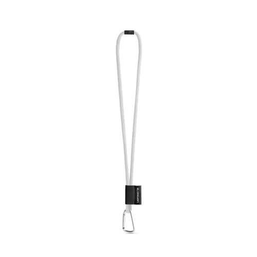 SET Lanyard TUBE Long (Ø 7 mm) 55 mm-es D-alakú karabinerrel és Ø 7 mm-es biztonsági csattal 301 - Fehér 
