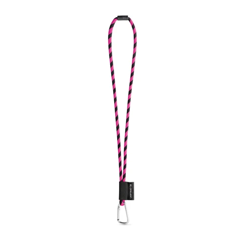 SET Lanyard TUBE Long (Ø 7 mm) 55 mm-es D-alakú karabinerrel és Ø 7 mm-es biztonsági csattal Fekete Rózsaszín 