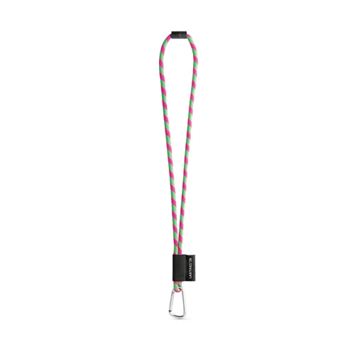 SET Lanyard TUBE Long (Ø 7 mm) 55 mm-es D-alakú karabinerrel és Ø 7 mm-es biztonsági csattal Hexachrom zöld Hexakróm rózsaszín 