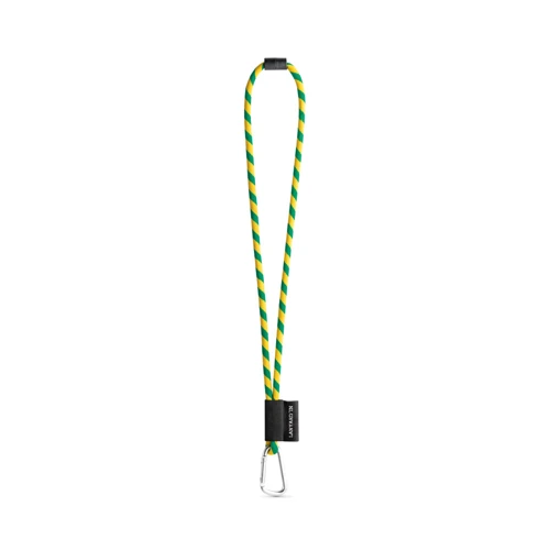 SET Lanyard TUBE Long (Ø 7 mm) 55 mm-es D-alakú karabinerrel és Ø 7 mm-es biztonsági csattal Sárga Zöld 