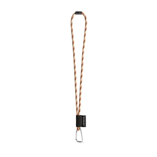 SET Lanyard TUBE Long (Ø 7 mm) 55 mm-es D-alakú karabinerrel és Ø 7 mm-es biztonsági csattal Barna Bézs 