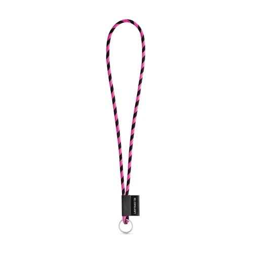 SET Lanyard TUBE Long (Ø 7 mm) Gyűrűvel Ø 32 mm Fekete Rózsaszín 