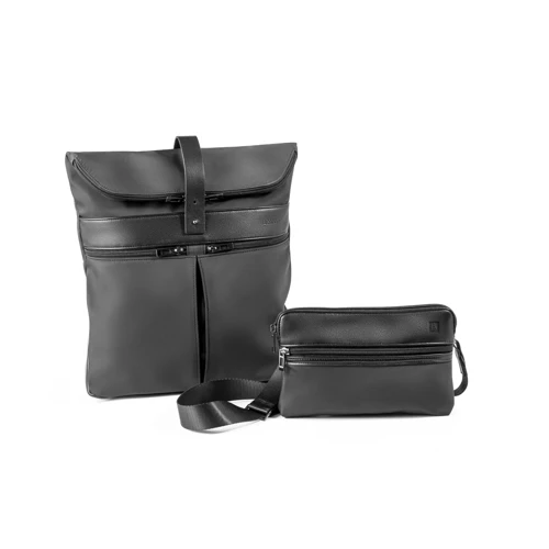 ROVER BACKPACK. Mikroszálas és PU hátizsák Fekete 