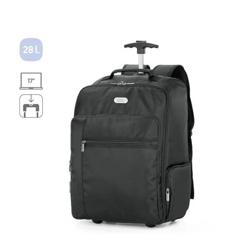 AVENIR. Laptop trolley hátizsák 17'' 1680D és 300D poliészter anyagból Fekete 