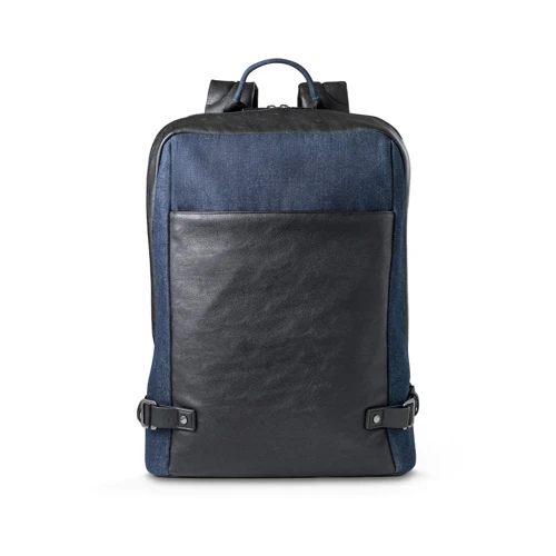 DIVERGENT BACKPACK I. Laptop hátizsák 15'6'' méretig farmer és PU anyagból Sötétkék 