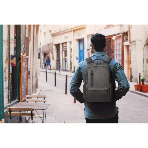 RE-BOSTON. Vízálló, 2Tone újrahasznosított nylon laptop hátizsák 210D rekesszel Fekete 