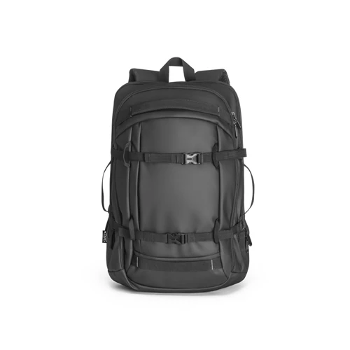 KAMPALA. Laptop hátizsák 900D, nagy sűrűségű újrahasznosított poliészterből, vízálló bevonattal és 210D újrahasznosított poliészter béléssel 17'3" Fekete 