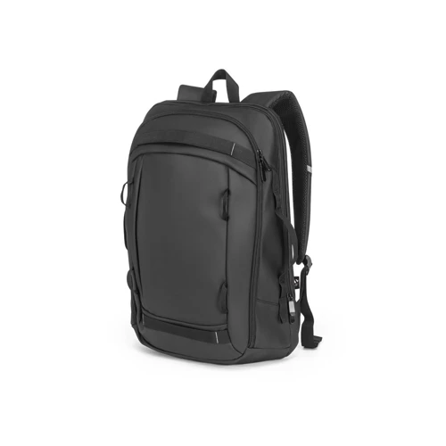 KAMPALA. Laptop hátizsák 900D, nagy sűrűségű újrahasznosított poliészterből, vízálló bevonattal és 210D újrahasznosított poliészter béléssel 17'3" Fekete 