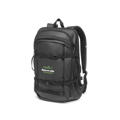 KAMPALA. Laptop hátizsák 900D, nagy sűrűségű újrahasznosított poliészterből, vízálló bevonattal és 210D újrahasznosított poliészter béléssel 17'3" Fekete 