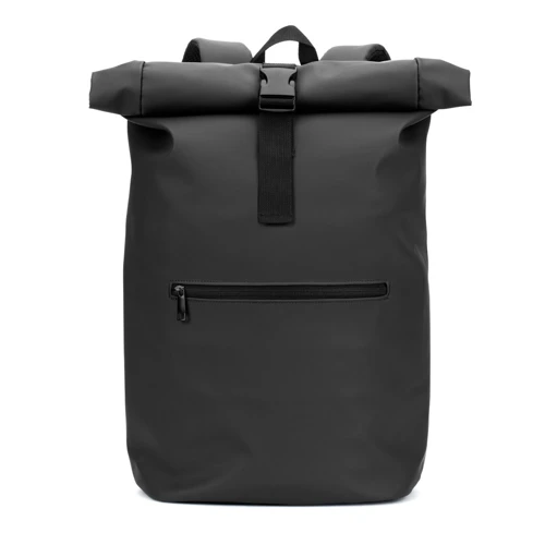 PORTLAND. PU roll top hátizsák 16" laptop zsebbel Fekete 