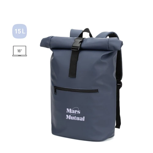 PORTLAND. PU roll top hátizsák 16" laptop zsebbel Fekete 