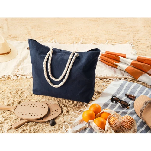 ATHENS. Strandtáska újrahasznosított pamutból (70%) és újrahasznosított poliészterből (30%) (220 g/m²) Világoskék 
