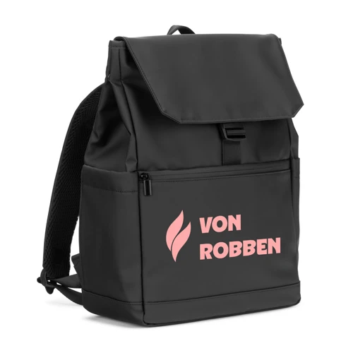 AZORES BAG. PU laptop hátizsák (16"), az összes rekeszt fedő fedéllel Fekete 