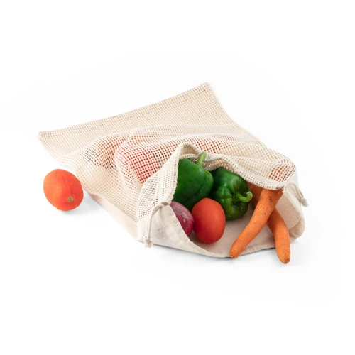 NAPOLI. 100% pamut bevásárló zsák (120 g/m²), elöl 100% pamut hálóval (100 g/m²) Világos natúr 