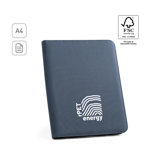 EMERGE FOLDER. A4-es mappa újrahasznosított poliészterből (100% rPET) 300D anyagból, cipzárral Fekete 