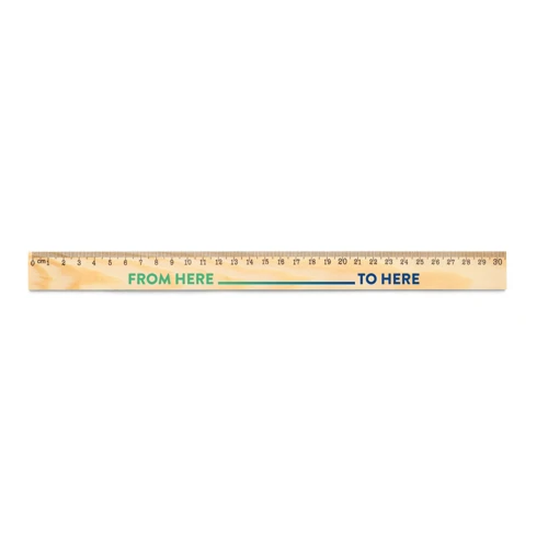 WESLEY 30. Fenyőfa vonalzó 30 cm-es skálával Világos natúr 