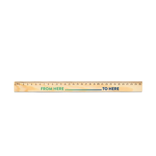 WESLEY 30. Fenyőfa vonalzó 30 cm-es skálával Világos natúr 
