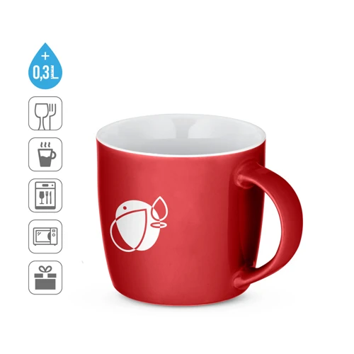 COMANDER. 370 ml-es, fényes felületű kerámia bögre Piros 