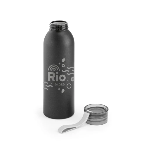 RIO. Újrahasznosított alumínium (100%-ban rAL) palack PP kupakkal 660 ml Fekete 