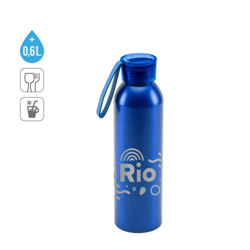 RIO. Újrahasznosított alumínium (100%-ban rAL) palack PP kupakkal 660 ml Fekete 