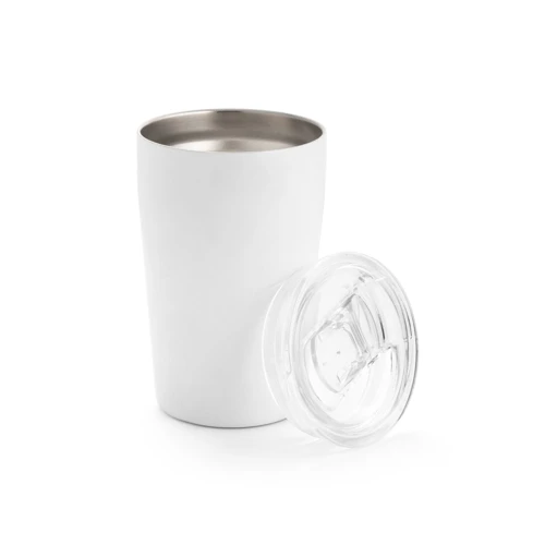 SLIDER. Duplafalú, rozsdamentes acél szublimációs utazópohár 380 ml Fehér 